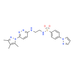 ChemSpider 2D Image | 4-(1H-Pyrazol-1-yl)-N-(2-{[6-(3,4,5-trimethyl-1H-pyrazol-1-yl)-3-pyridazinyl]amino}ethyl)benzenesulfonamide | C21H24N8O2S