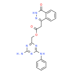 ChemSpider 2D Image | (4-Amino-6-anilino-1,3,5-triazin-2-yl)methyl (4-oxo-3,4-dihydro-1-phthalazinyl)acetate | C20H17N7O3