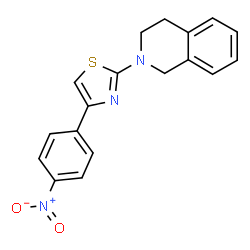 ChemSpider 2D Image | 2-[4-(4-Nitrophenyl)-1,3-thiazol-2-yl]-1,2,3,4-tetrahydroisoquinoline | C18H15N3O2S