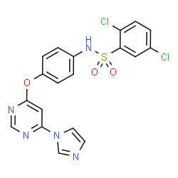 ChemSpider 2D Image | 2,5-Dichloro-N-(4-{[6-(1H-imidazol-1-yl)-4-pyrimidinyl]oxy}phenyl)benzenesulfonamide | C19H13Cl2N5O3S