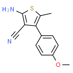ChemSpider 2D Image | 2-Amino-4-(4-methoxyphenyl)-5-methyl-3-thiophenecarbonitrile | C13H12N2OS