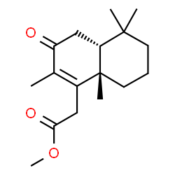 ChemSpider 2D Image | Methyl [(4aR,8aS)-2,5,5,8a-tetramethyl-3-oxo-3,4,4a,5,6,7,8,8a-octahydro-1-naphthalenyl]acetate | C17H26O3