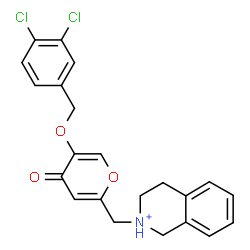 ChemSpider 2D Image | 2-({5-[(3,4-Dichlorobenzyl)oxy]-4-oxo-4H-pyran-2-yl}methyl)-1,2,3,4-tetrahydroisoquinolinium | C22H20Cl2NO3