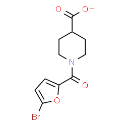 ChemSpider 2D Image | 1-(5-Bromo-2-furoyl)-4-piperidinecarboxylic acid | C11H12BrNO4