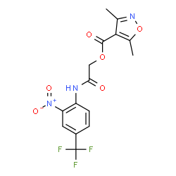 ChemSpider 2D Image | 2-{[2-Nitro-4-(trifluoromethyl)phenyl]amino}-2-oxoethyl 3,5-dimethyl-1,2-oxazole-4-carboxylate | C15H12F3N3O6