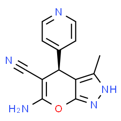 ChemSpider 2D Image | (4R)-6-Amino-3-methyl-4-(4-pyridinyl)-2,4-dihydropyrano[2,3-c]pyrazole-5-carbonitrile | C13H11N5O
