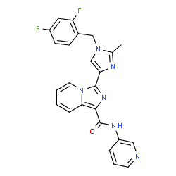 ChemSpider 2D Image | 3-[1-(2,4-Difluorobenzyl)-2-methyl-1H-imidazol-4-yl]-N-(3-pyridinyl)imidazo[1,5-a]pyridine-1-carboxamide | C24H18F2N6O