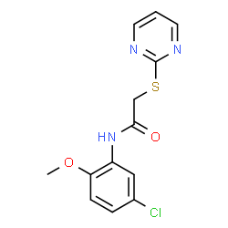 ChemSpider 2D Image | N-(5-Chloro-2-methoxyphenyl)-2-(2-pyrimidinylsulfanyl)acetamide | C13H12ClN3O2S