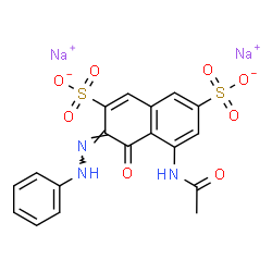 ChemSpider 2D Image | Disodium (3E)-5-acetamido-4-oxo-3-(phenylhydrazono)-3,4-dihydro-2,7-naphthalenedisulfonate | C18H13N3Na2O8S2