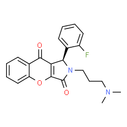 ChemSpider 2D Image | (1S)-2-[3-(Dimethylamino)propyl]-1-(2-fluorophenyl)-1,2-dihydrochromeno[2,3-c]pyrrole-3,9-dione | C22H21FN2O3