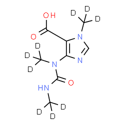 ChemSpider 2D Image | 1-(~2~H_3_)Methyl-4-{(~2~H_3_)methyl[(~2~H_3_)methylcarbamoyl]amino}-1H-imidazole-5-carboxylic acid | C8H3D9N4O3