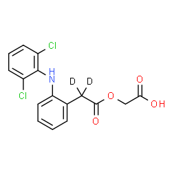 ChemSpider 2D Image | {[2-{2-[(2,6-Dichlorophenyl)amino]phenyl}(~2~H_2_)ethanoyl]oxy}acetic acid | C16H11D2Cl2NO4