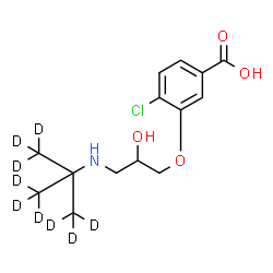 ChemSpider 2D Image | 4-Chloro-3-(2-hydroxy-3-{[2-(~2~H_3_)methyl(~2~H_6_)-2-propanyl]amino}propoxy)benzoic acid | C14H11D9ClNO4