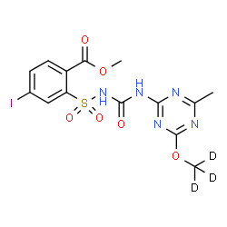 ChemSpider 2D Image | Methyl 4-iodo-2-[({4-methyl-6-[(~2~H_3_)methyloxy]-1,3,5-triazin-2-yl}carbamoyl)sulfamoyl]benzoate | C14H11D3IN5O6S