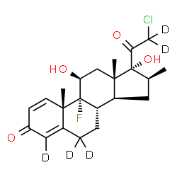 ChemSpider 2D Image | (11beta,16beta)-21-Chloro-9-fluoro-11,17-dihydroxy-16-methyl(4,6,6,21,21-~2~H_5_)pregna-1,4-diene-3,20-dione | C22H23D5ClFO4