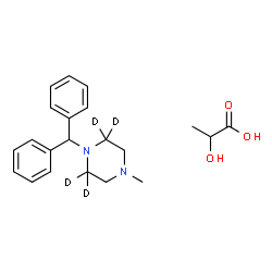 ChemSpider 2D Image | 2-Hydroxypropanoic acid - 1-(diphenylmethyl)-4-methyl(2,2,6,6-~2~H_4_)piperazine (1:1) | C21H24D4N2O3