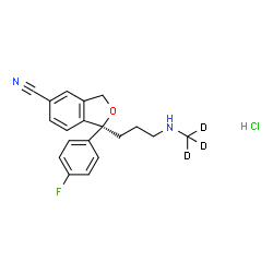 ChemSpider 2D Image | (1S)-1-(4-Fluorophenyl)-1-{3-[(~2~H_3_)methylamino]propyl}-1,3-dihydro-2-benzofuran-5-carbonitrile hydrochloride (1:1) | C19H17D3ClFN2O