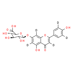 ChemSpider 2D Image | 5-Hydroxy-2-[4-hydroxy(3,5-~2~H_2_)phenyl]-4-oxo(~2~H_3_)-4H-chromen-7-yl beta-D-threo-hexopyranosiduronic acid | C21H13D5O11