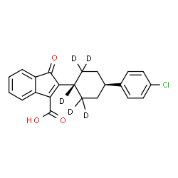 ChemSpider 2D Image | 2-[4-(4-chlorophenyl)-1,2,2,6,6-pentadeuterio-cyclohexyl]-3-oxo-indene-1-carboxylic acid | C22H14D5ClO3
