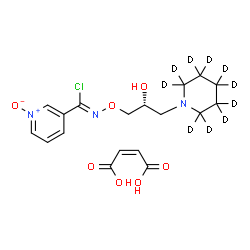 ChemSpider 2D Image | (3Z)-N-[(2R)-3-(2,2,3,3,4,4,5,5,6,6-decadeuterio-1-piperidyl)-2-hydroxy-propoxy]-1-oxido-pyridin-1-ium-3-carboximidoyl chloride;maleic acid | C18H14D10ClN3O7