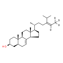 ChemSpider 2D Image | (3S,5S,9R,10S,13R,14R,17R)-10,13-dimethyl-17-[(Z,1R)-5,6,6,6-tetradeuterio-4-isopropyl-1-methyl-hex-4-enyl]-2,3,4,5,6,9,11,12,14,15,16,17-dodecahydro-1H-cyclopenta[a]phenanthren-3-ol | C29H44D4O