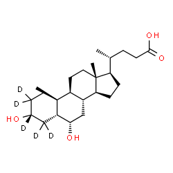 ChemSpider 2D Image | (3alpha,5beta,6alpha)-3,6-Dihydroxy(2,2,3,4,4-~2~H_5_)cholan-24-oic acid | C24H35D5O4