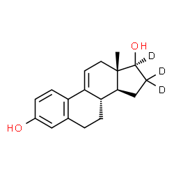 ChemSpider 2D Image | (17beta)-(16,16,17-~2~H_3_)Estra-1,3,5(10),9(11)-tetraene-3,17-diol | C18H19D3O2