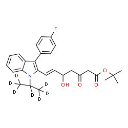 ChemSpider 2D Image | 2-Methyl-2-propanyl (6E)-7-{3-(4-fluorophenyl)-1-[(~2~H_7_)-2-propanyl]-1H-indol-2-yl}-5-hydroxy-3-oxo-6-heptenoate | C28H25D7FNO4