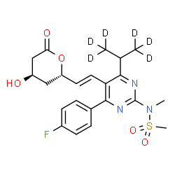 ChemSpider 2D Image | N-{4-(4-Fluorophenyl)-5-{(E)-2-[(2S,4R)-4-hydroxy-6-oxotetrahydro-2H-pyran-2-yl]vinyl}-6-[(1,1,1,3,3,3-~2~H_6_)-2-propanyl]-2-pyrimidinyl}-N-methylmethanesulfonamide | C22H20D6FN3O5S