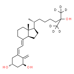 ChemSpider 2D Image | (1R,3S,5Z)-5-[(2E)-2-{(1R,3aS,7aR)-1-[(2R)-7-Hydroxy-7-(~2~H_3_)methyl(8,8,8-~2~H_3_)-2-octanyl]-7a-methyloctahydro-4H-inden-4-ylidene}ethylidene]-4-methylene-1,3-cyclohexanediol (non-preferred name) | C28H40D6O3