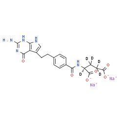 ChemSpider 2D Image | Disodium (2S)-2-({4-[2-(2-amino-4-oxo-4,7-dihydro-1H-pyrrolo[2,3-d]pyrimidin-5-yl)ethyl]benzoyl}amino)(~2~H_5_)pentanedioate | C20H14D5N5Na2O6