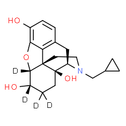 ChemSpider 2D Image | (5alpha,6alpha)-17-(Cyclopropylmethyl)(5,6,7,7-~2~H_4_)-4,5-epoxymorphinan-3,6,14-triol | C20H21D4NO4