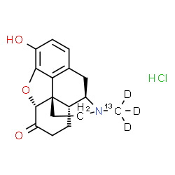 ChemSpider 2D Image | (5alpha)-3-Hydroxy-17-(~13~C,~2~H_3_)methyl-4,5-epoxymorphinan-6-one hydrochloride (1:1) | C1613CH17D3ClNO3