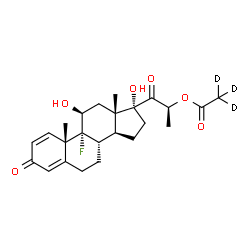 ChemSpider 2D Image | (2S)-1-[(8S,9R,10S,11S,13S,14S,17R)-9-Fluoro-11,17-dihydroxy-10,13-dimethyl-3-oxo-6,7,8,9,10,11,12,13,14,15,16,17-dodecahydro-3H-cyclopenta[a]phenanthren-17-yl]-1-oxo-2-propanyl (~2~H_3_)acetate (non-
preferred name) | C24H28D3FO6
