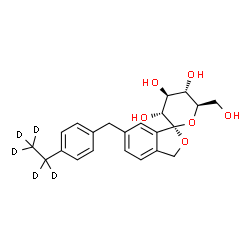 ChemSpider 2D Image | (1S,3'R,4'S,5'S,6'R)-6-[4-(~2~H_5_)Ethylbenzyl]-6'-(hydroxymethyl)-3',4',5',6'-tetrahydro-3H-spiro[2-benzofuran-1,2'-pyran]-3',4',5'-triol | C22H21D5O6