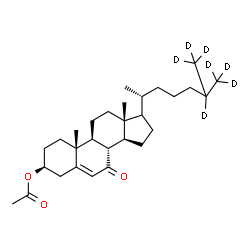 ChemSpider 2D Image | (3beta,17xi)-7-Oxo(25,26,26,26,27,27,27-~2~H_7_)cholest-5-en-3-yl acetate | C29H39D7O3