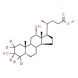 ChemSpider 2D Image | Methyl (3beta,5beta,8xi,9xi,12alpha)-3,12-dihydroxy(2,2,3,4,4-~2~H_5_)cholan-24-oate | C25H37D5O4