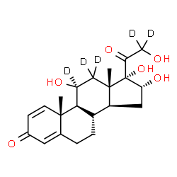 ChemSpider 2D Image | (11beta,16alpha)-11,16,17,21-Tetrahydroxy(11,12,12,21,21-~2~H_5_)pregna-1,4-diene-3,20-dione | C21H23D5O6