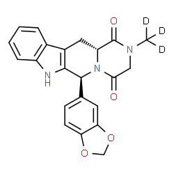 ChemSpider 2D Image | (6S,12aR)-6-(1,3-Benzodioxol-5-yl)-2-(~2~H_3_)methyl-2,3,6,7,12,12a-hexahydropyrazino[1',2':1,6]pyrido[3,4-b]indole-1,4-dione | C22H16D3N3O4