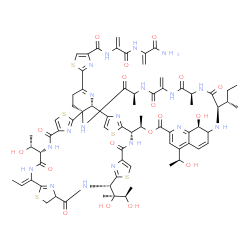 ChemSpider 2D Image | N-{3-[(3-Amino-3-oxo-1-propen-2-yl)amino]-3-oxo-1-propen-2-yl}-2-[(1R,8S,11Z,18S,25S,26R,37R,40S,46S,53S,59S)-37-[(2S)-2-butanyl]-18-[(2S,3R)-2,3-dihydroxy-2-butanyl]-11-ethylidene-59-hydroxy-8-[(1R)-
1-hydroxyethyl]-31-[(1S)-1-hydroxyethyl]-26,40,46-trimethyl-43-methylene-6,9,16,23,28,38,41,44,47-nonaoxo-27-oxa-3,13,20,56-tetrathia-7,10,17,24,36,39,42,45,48,52,58,61,62,63,64-pentadecaazanonacyclo[
23.23.9.3~29,35~.1~2,5~.1~12,15~.1~19,22~.1~54,57~.0~1,53~.0~32,60~]tetrahexaconta-2(64),4,12(63),19(62),21,29,31,33,51,54,57,60-dodecaen-51-yl]-1,3-thiazole-4-carboxamide | C72H85N19O18S5