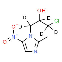 ChemSpider 2D Image | 1-Chloro-3-(2-methyl-5-nitro-1H-imidazol-1-yl)-2-(~2~H_5_)propanol | C7H5D5ClN3O3