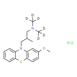 ChemSpider 2D Image | 3-(2-Methoxy-10H-phenothiazin-10-yl)-2-methyl-N,N-bis[(~2~H_3_)methyl]-1-propanamine hydrochloride (1:1) | C19H19D6ClN2OS