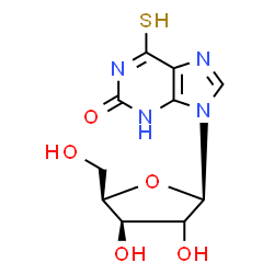 ChemSpider 2D Image | 9-[(2xi)-beta-D-threo-Pentofuranosyl]-6-sulfanyl-3,9-dihydro-2H-purin-2-one | C10H12N4O5S