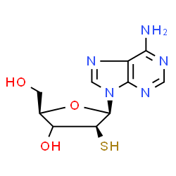 ChemSpider 2D Image | 9-[(3xi)-2-Thio-beta-D-threo-pentofuranosyl]-9H-purin-6-amine | C10H13N5O3S