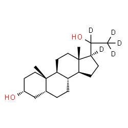ChemSpider 2D Image | (3alpha,5beta)-(17,20,21,21,21-~2~H_5_)Pregnane-3,20-diol | C21H31D5O2
