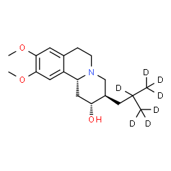 ChemSpider 2D Image | (2R,3R,11bR)-9,10-Dimethoxy-3-[2-(~2~H_3_)methyl(2,3,3,3-~2~H_4_)propyl]-1,3,4,6,7,11b-hexahydro-2H-pyrido[2,1-a]isoquinolin-2-ol | C19H22D7NO3