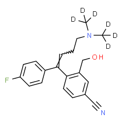 ChemSpider 2D Image | 4-[(1Z)-4-{Bis[(~2~H_3_)methyl]amino}-1-(4-fluorophenyl)-1-buten-1-yl]-3-(hydroxymethyl)benzonitrile | C20H15D6FN2O