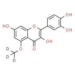 ChemSpider 2D Image | 2-(3,4-Dihydroxyphenyl)-3,7-dihydroxy-5-[(~2~H_3_)methyloxy]-4H-chromen-4-one | C16H9D3O7