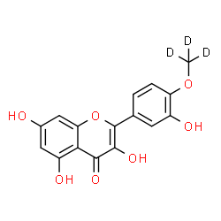 ChemSpider 2D Image | 3,5,7-Trihydroxy-2-{3-hydroxy-4-[(~2~H_3_)methyloxy]phenyl}-4H-chromen-4-one | C16H9D3O7