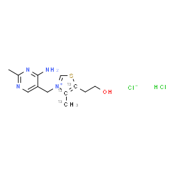 ChemSpider 2D Image | 3-[(4-Amino-2-methyl-5-pyrimidinyl)methyl]-5-(2-hydroxyethyl)-4-(~13~C)methyl(4,5-~13~C_2_)-1,3-thiazol-3-ium chloride hydrochloride (1:1:1) | C913C3H18Cl2N4OS